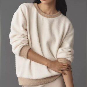 Maeve Cream and Tan Crew Neck Sweater